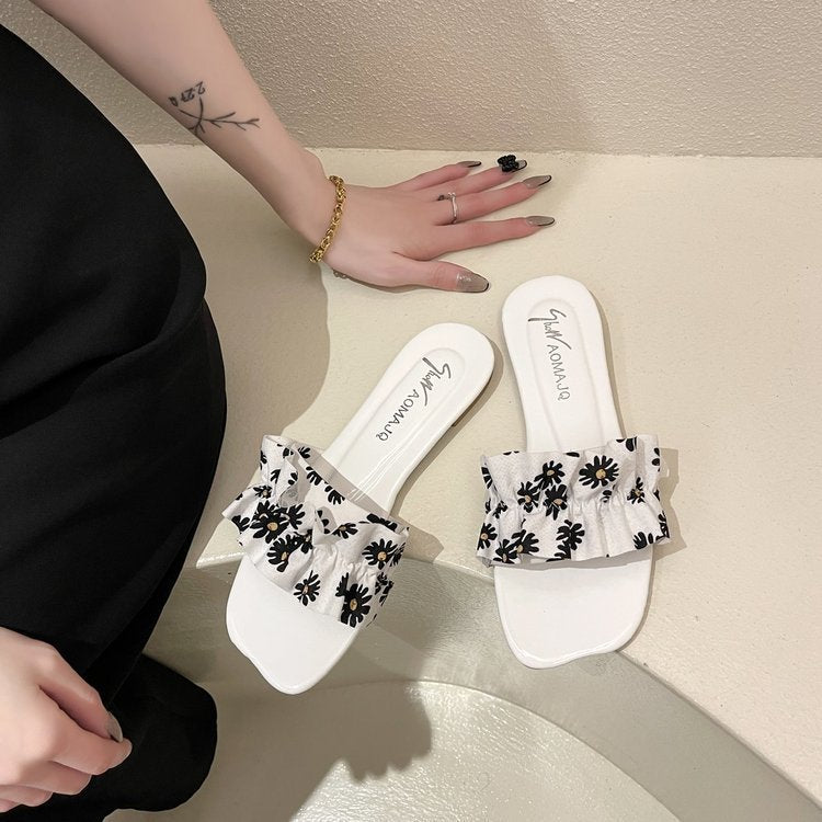Sandals And Slippers Women's New Floral Flat Bottom Fashion Soft Bottom Women's Shoes