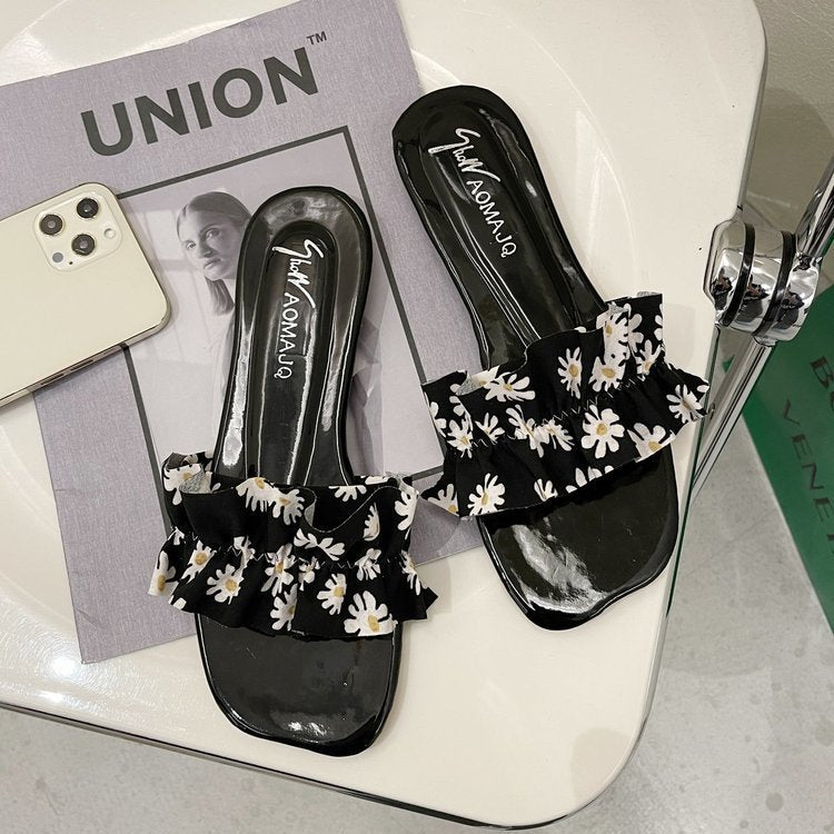 Sandals And Slippers Women's New Floral Flat Bottom Fashion Soft Bottom Women's Shoes