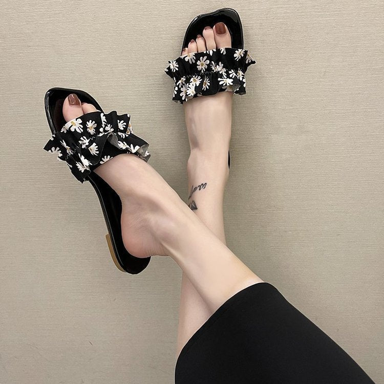 Sandals And Slippers Women's New Floral Flat Bottom Fashion Soft Bottom Women's Shoes