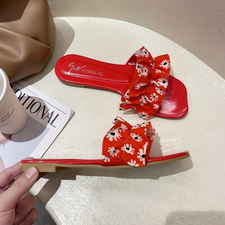 Sandals And Slippers Women's New Floral Flat Bottom Fashion Soft Bottom Women's Shoes