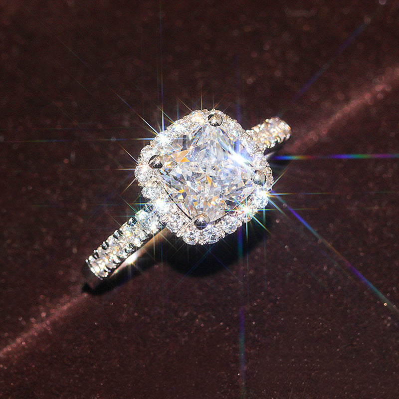 S925 sterling silver simulated diamond ring