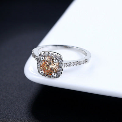 Zircon micro-plated white gold ring