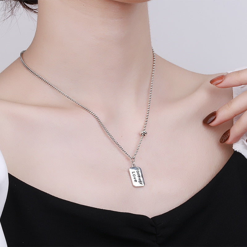 Epoxy Black Face English Trendy Clavicle Chain Necklace