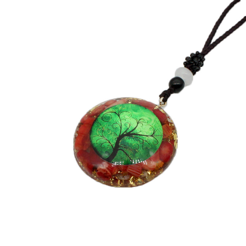 Gravel Tree Of Life Pendant Resin Necklace