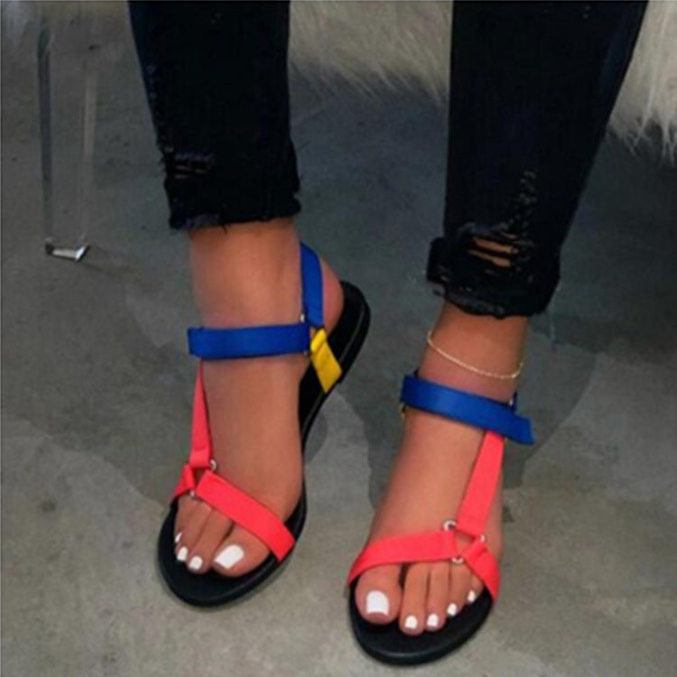 Velcro flat bottomed women's sandals