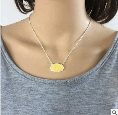 Electroplated silver resin alloy necklace short necklace chain plating effect color resin necklace