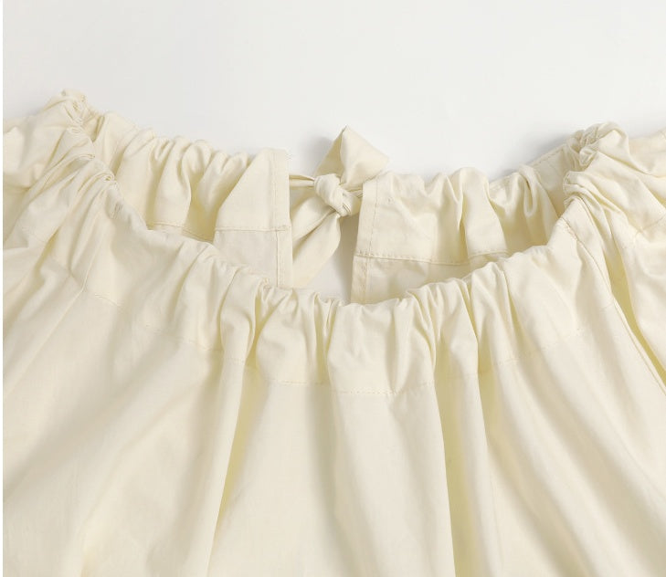 Spring New Bubble Sleeve Drawstring Dress