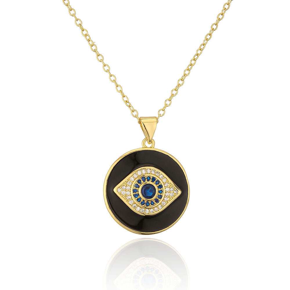 Zircon Dripping Oil Necklace Gold Vintage Clavicle Chain