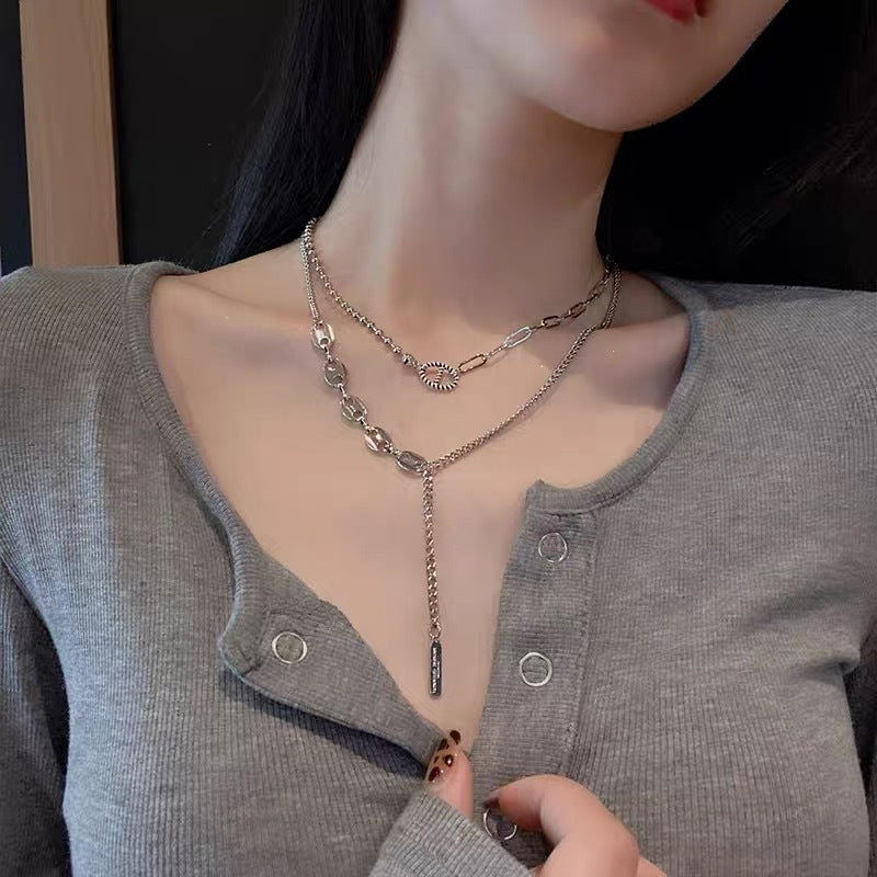 Simple Temperament Double Neck Chain Indifference Style