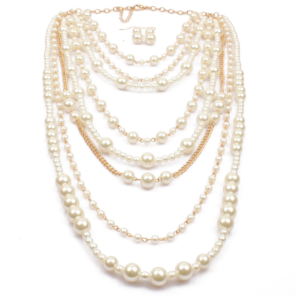 Multi-layer pearl necklace