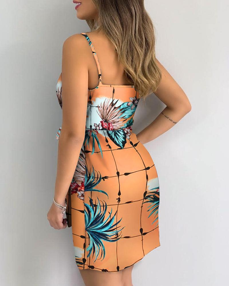 V-neck print casual dress