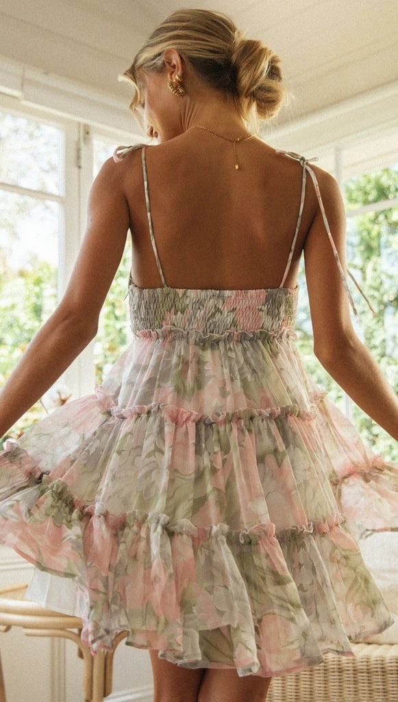 Vacation Style Printing Slip Dress