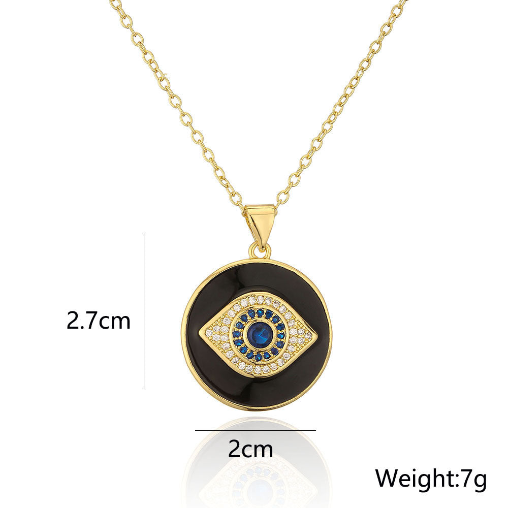 Zircon Dripping Oil Necklace Gold Vintage Clavicle Chain