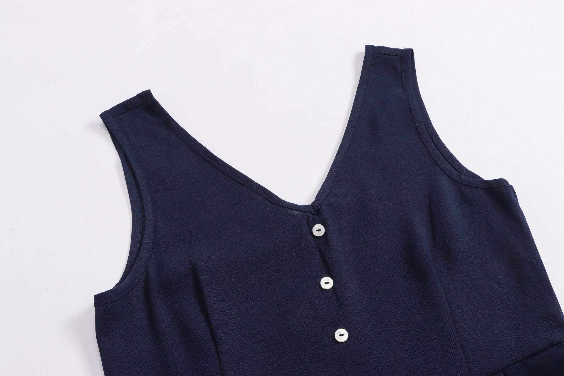 V-neck halter buttons with belt jumpsuit