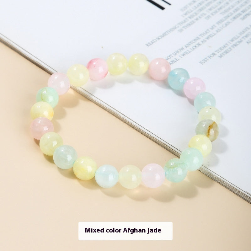 Chalcedony Sea Blue Sapphire Sky Blue Simple Men And Women Single Circle Round Beads Bracelet