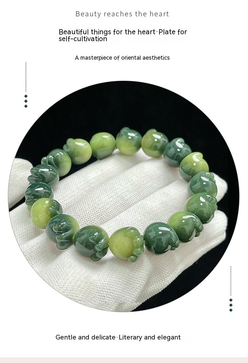 Cat's Paw Bodhi Root Hand Toy Bracelet Student Pliable Temperament White Jade Bodhi Cultural