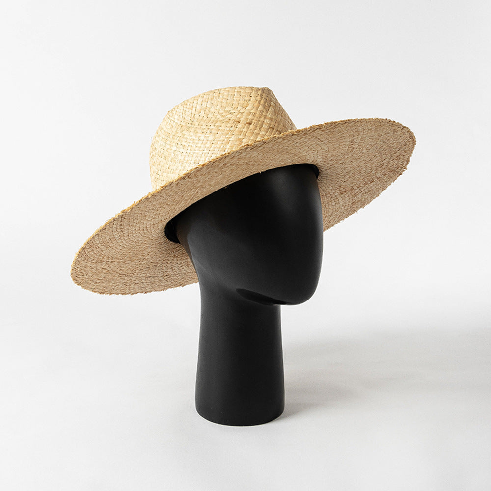 Spring And Summer Fashion Casual Simple Nude Double-layer Hand-knitted Raffia Big Brim Beach Sun Protection Straw Hat