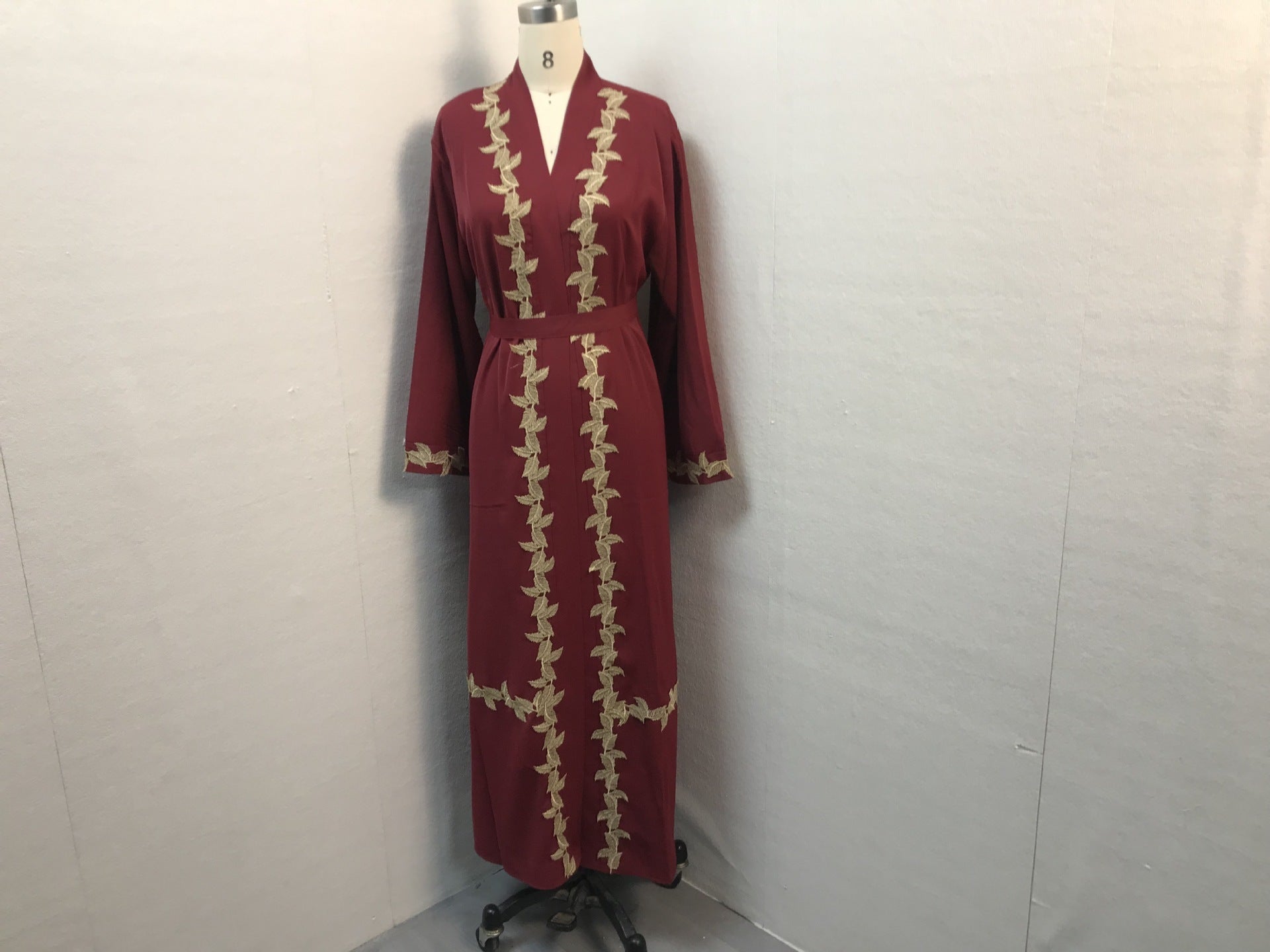 Women's Long Dress Dubai Embroidered Lace Cardigan Robe