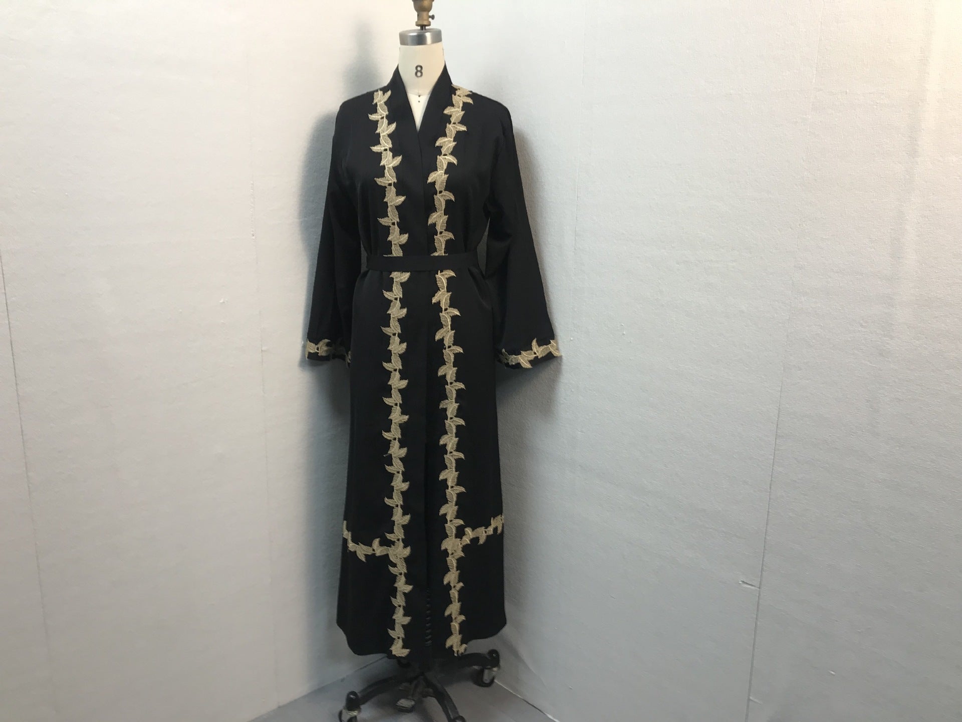 Women's Long Dress Dubai Embroidered Lace Cardigan Robe
