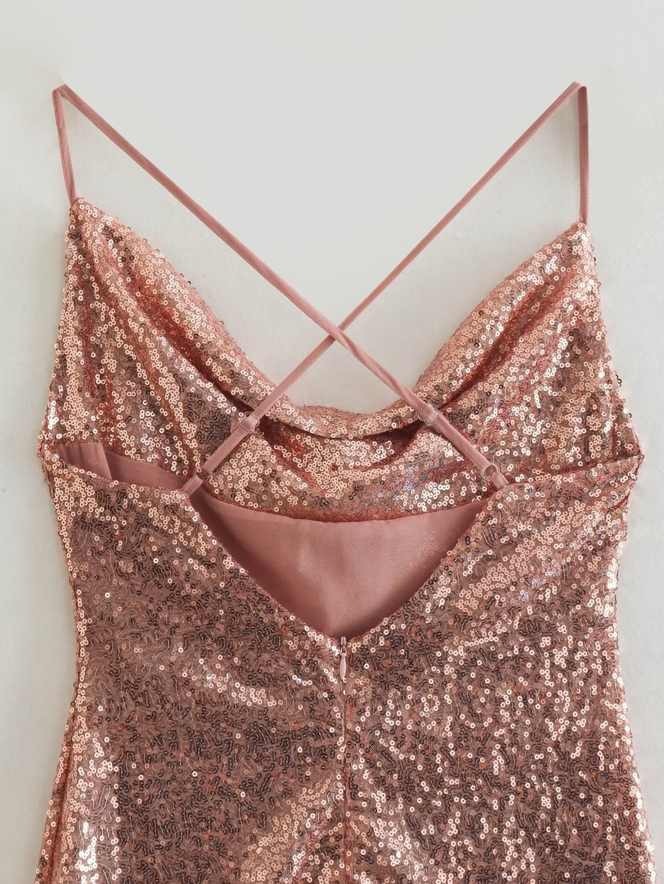 Women's Sequin Sling U-neck Dress Skirt