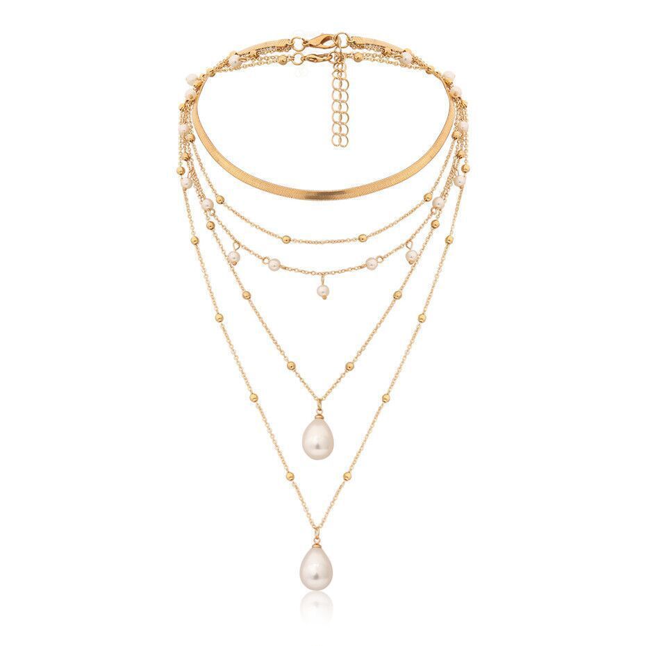 Multilayer pearl necklace