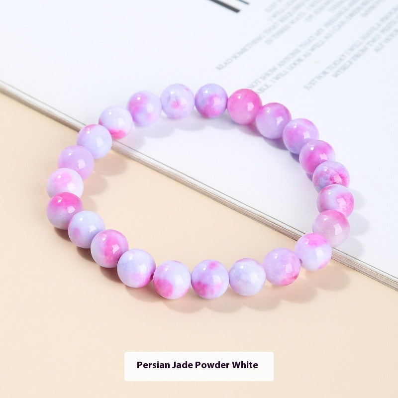 Chalcedony Sea Blue Sapphire Sky Blue Simple Men And Women Single Circle Round Beads Bracelet