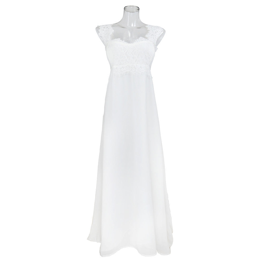 Lace stitching grounding dress
