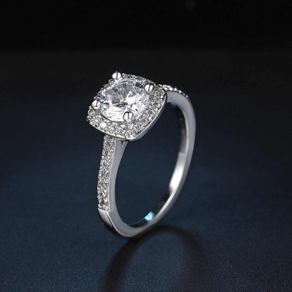 Zircon micro-plated white gold ring