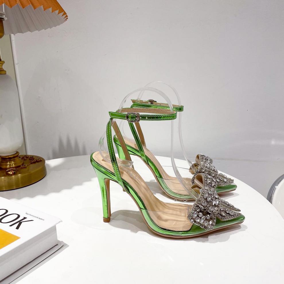 Women's Fashion 9cm Stiletto Rhinestone Pointed Sandals