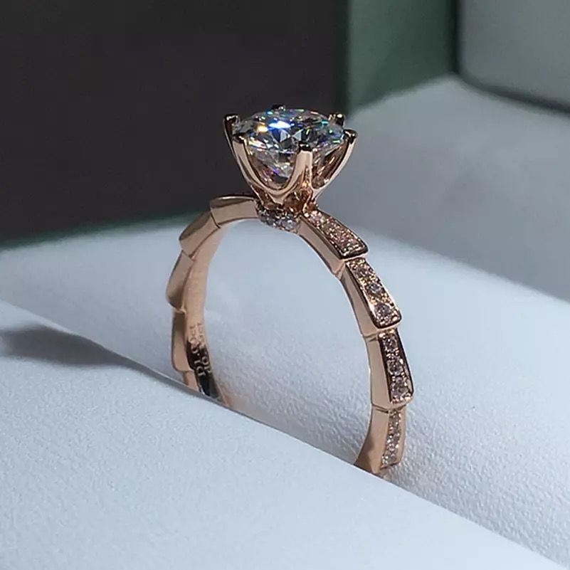Moissanite Snake Bone Six-claw Couple Ring
