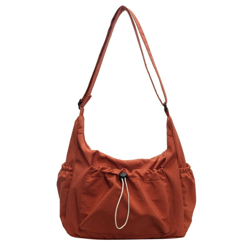 Drawstring Lightweight Shoulder Simple Fashion Crossbody Nylon Cloth Tote Bag