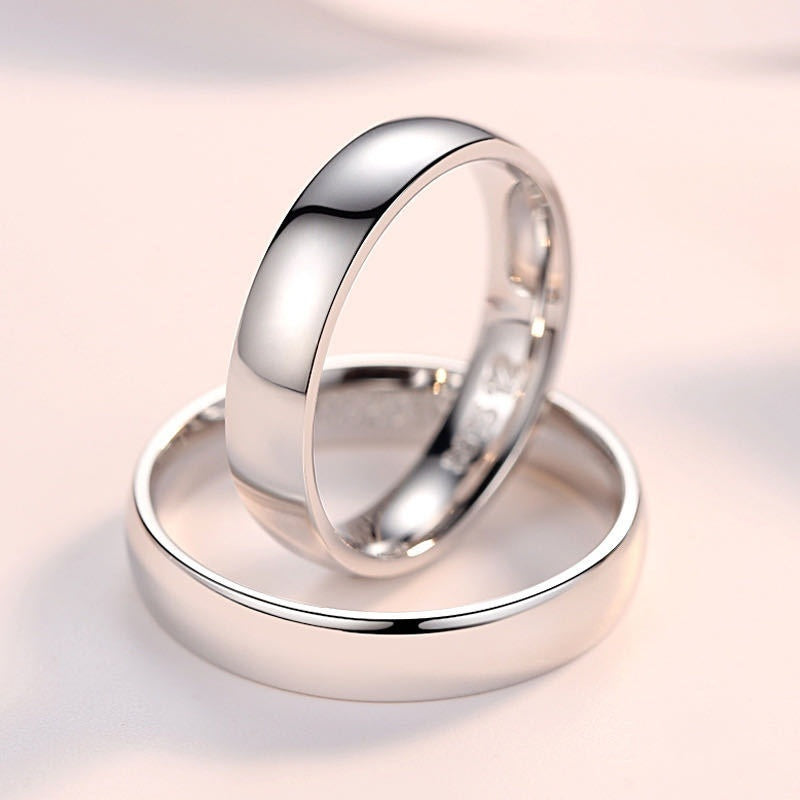 Sterling Silver Couple's Ring Couple With Ring Glossy Inner Arc