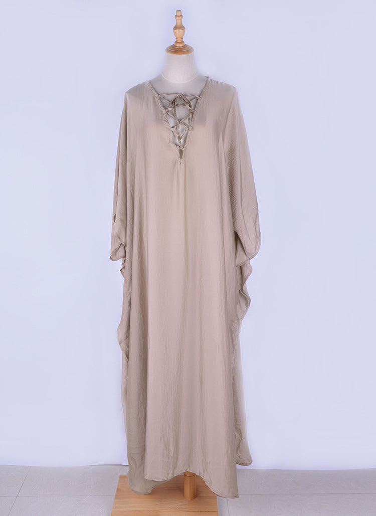 Satin Chest Strap Beach Cover-up Robe Holiday Dress Bikini Cover