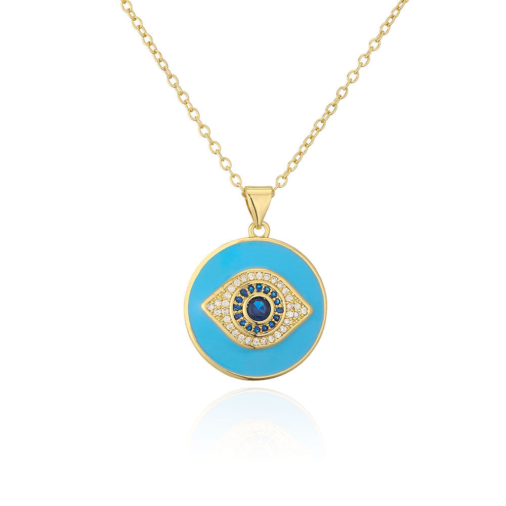 Zircon Dripping Oil Necklace Gold Vintage Clavicle Chain