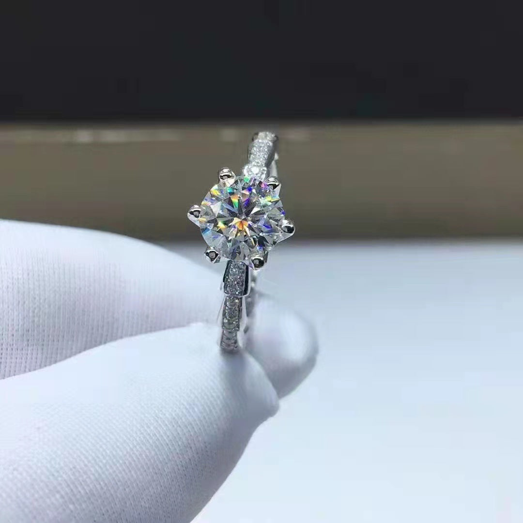 Moissanite Snake Bone Six-claw Couple Ring