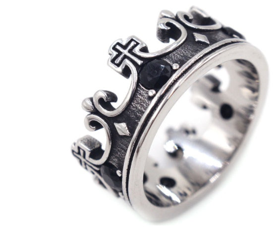 European and American vintage titanium steel ring