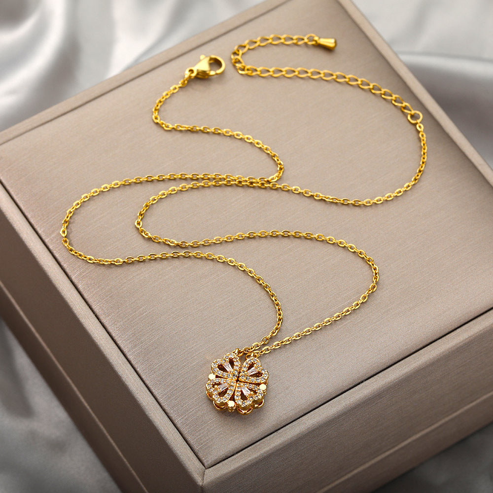 Love Folding Creative Micro-encrusted Diamond Fashion Necklace
