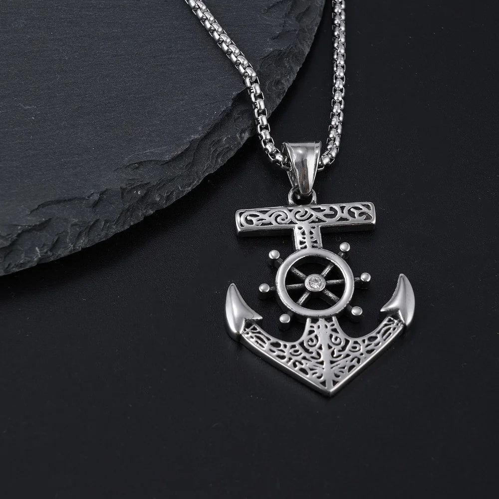 Men's Boat Aiming Titanium Steel Necklace