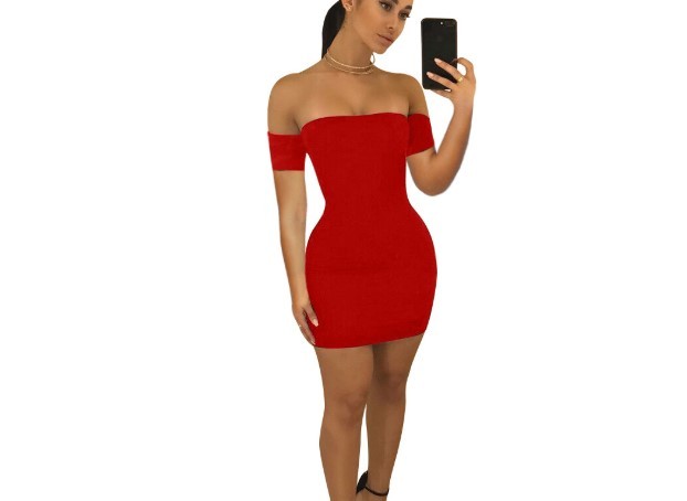 summer sexy short-sleeved bag hip skirt European and American women's nightclub dress