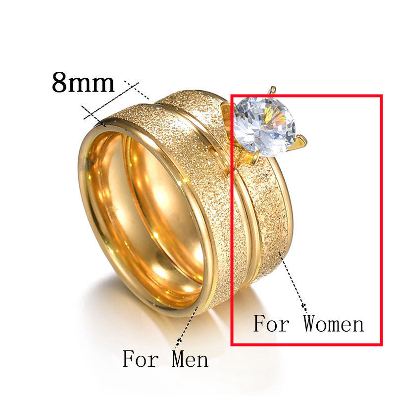 304 stainless steel ring Korean frosted couple
