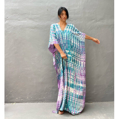 Cotton Beach Cover-up caftan Dress - Lena