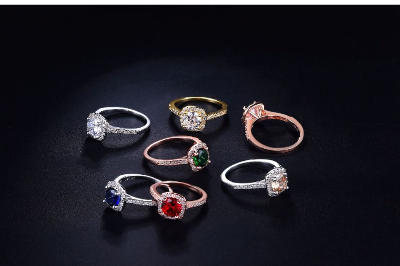 Zircon micro-plated white gold ring