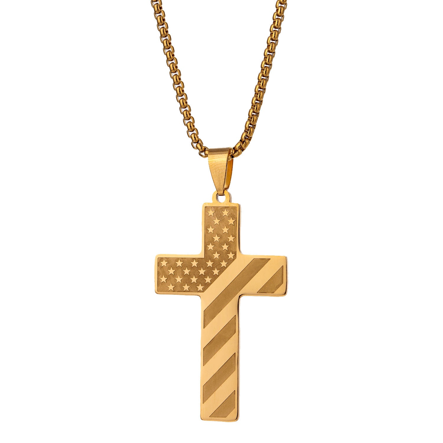 Men's Fashion Hip-hop Fashion Titanium Steel Electroplated Cross Pendant Necklace