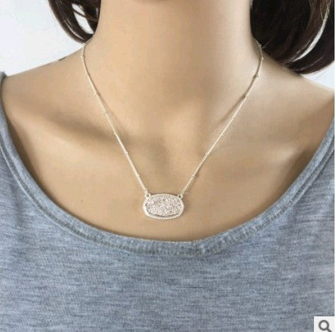 Electroplated silver resin alloy necklace short necklace chain plating effect color resin necklace