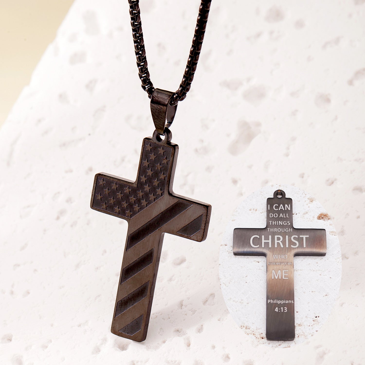 Men's Fashion Hip-hop Fashion Titanium Steel Electroplated Cross Pendant Necklace