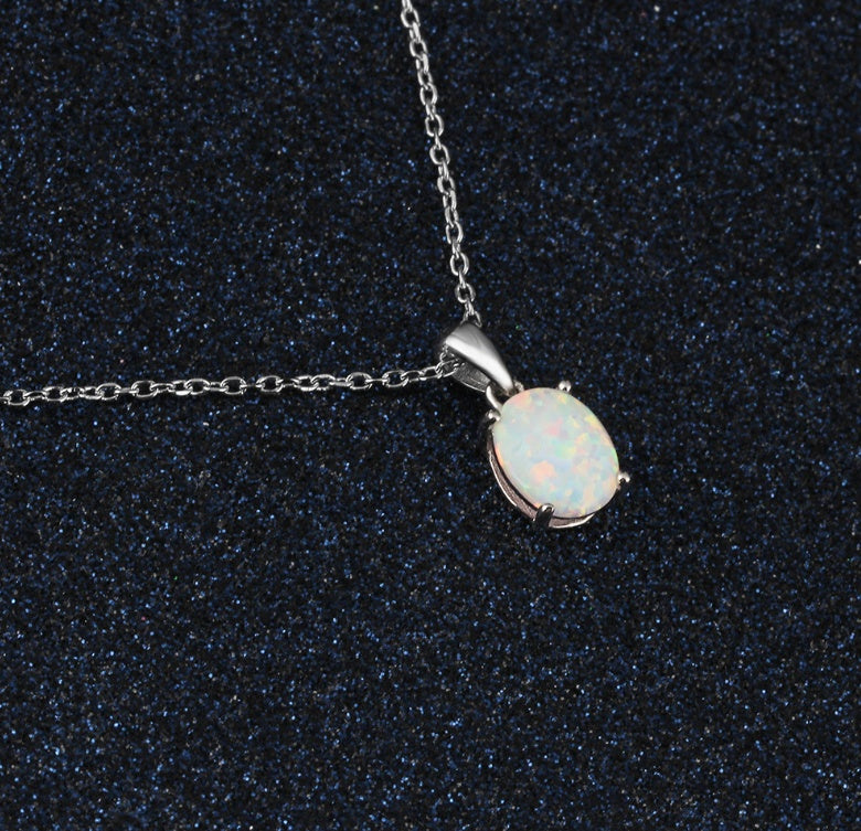 Chinese Valentine's Day Necklace Amazon Explosion Silver Crystal Opal s925 Sterling Silver Necklace