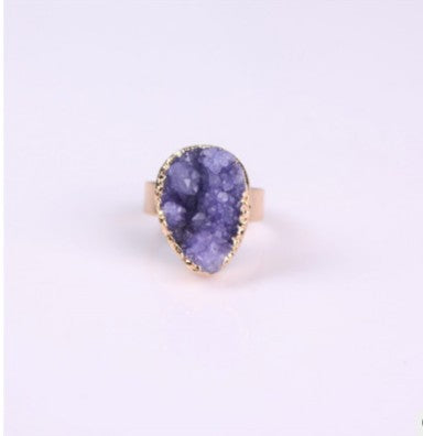 Natural Stone Agate Crystal Bud Women Rings Rose Vintage Rings