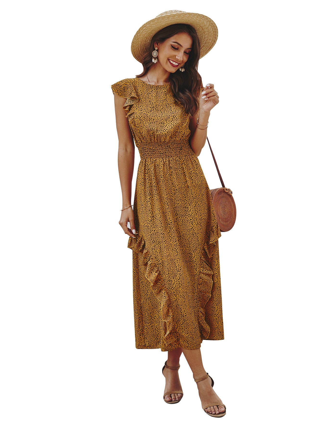 New spring and summer ruffle dress