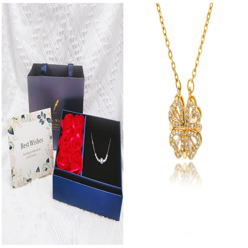 Love Folding Creative Micro-encrusted Diamond Fashion Necklace