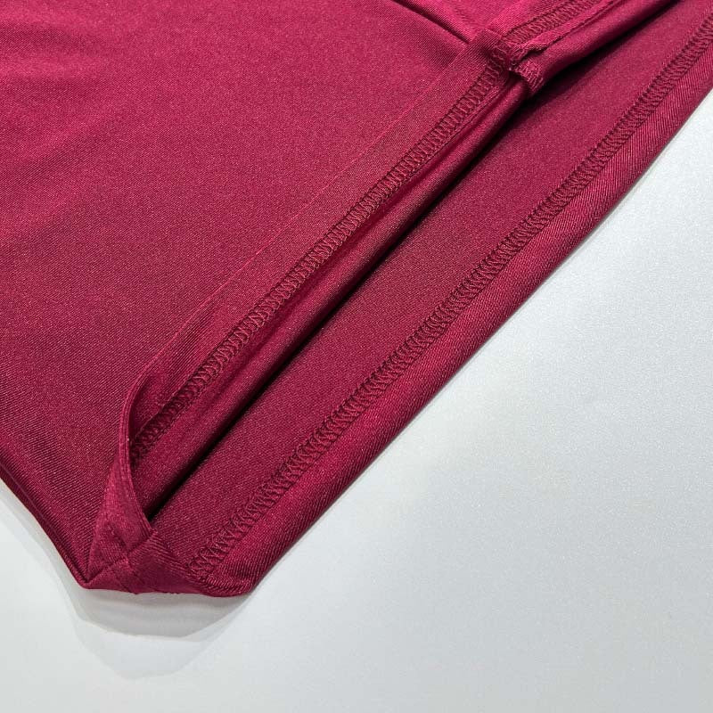 Solid Color Round Neck Right-angle Shoulder Bell Sleeve Pleated Slim-fit Sheath Ladies Dress